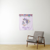 Magische Unicorn Mam en Baby Waterverf Wandkleed (In situ)