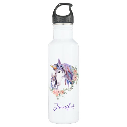 Magische Unicorn Mam en Baby Waterverf Waterfles (Voorkant)