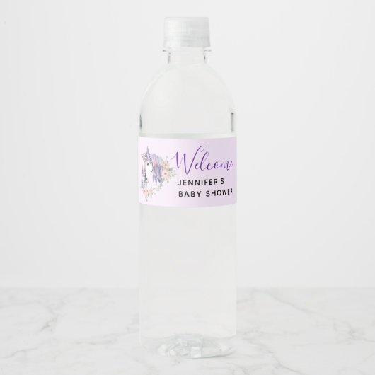 Magische Unicorn Mam en Baby Waterverf Waterfles Etiket (Voorkant)