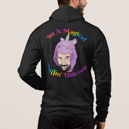 Magische Unicorn-Mannen Bella+Canvas, volledig Zip Hoodie (Achterkant)