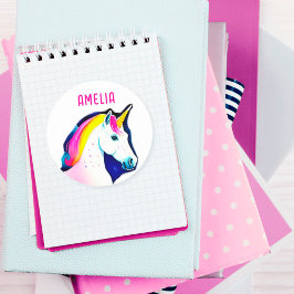 Magische Unicorn met de naam Stars Girl Ronde Sticker