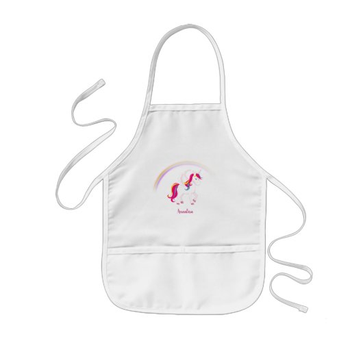 Magische Unicorn met naam Kinder Schort (Voorkant)