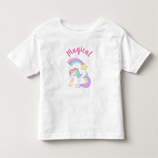 Magische Unicorn met Rainbow Shooting Star Kinder Shirts (Voorkant)