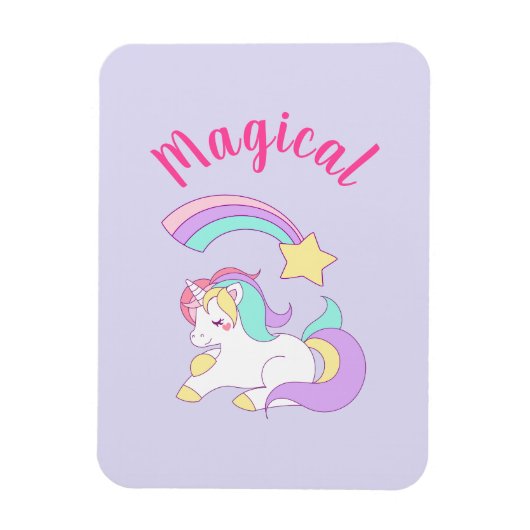 Magische Unicorn met Rainbow Shooting Star Magneet (Verticaal)