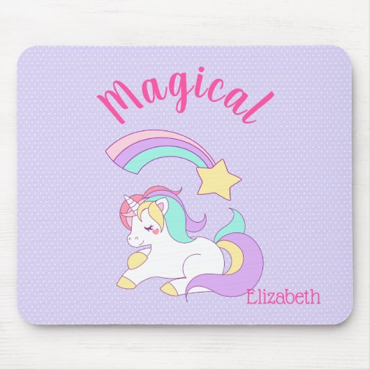 Magische Unicorn met Rainbow Shooting Star Muismat (Voorkant)