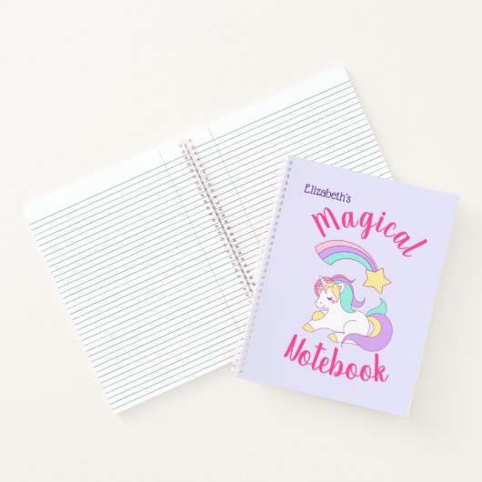 Magische Unicorn met Rainbow Shooting Star Notitieboek (Binnen)