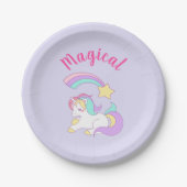 Magische Unicorn met Rainbow Shooting Star Papieren Bordje (Voorkant)