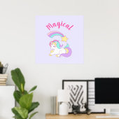 Magische Unicorn met Rainbow Shooting Star Poster (Thuiskantoor)