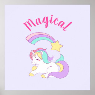 Magische Unicorn met Rainbow Shooting Star Poster
