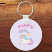 Magische Unicorn met Rainbow Shooting Star Sleutelhanger (Voorkant)