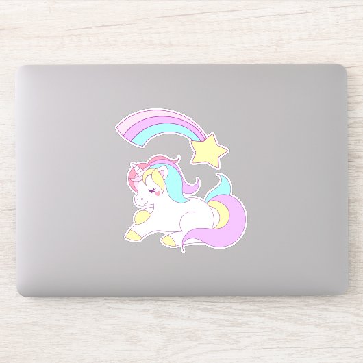 Magische Unicorn met Rainbow Shooting Star Sticker (Computer)