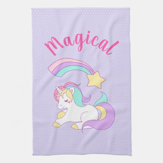 Magische Unicorn met Rainbow Shooting Star Theedoek (Verticaal)