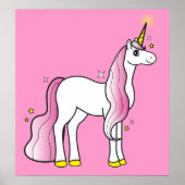 Magische Unicorn met roze mane en staart Poster (Voorkant)