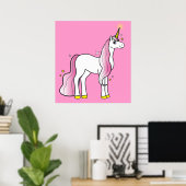 Magische Unicorn met roze mane en staart Poster (Thuiskantoor)