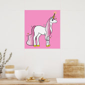 Magische Unicorn met roze mane en staart Poster (Keuken)