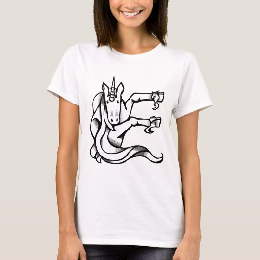 Magische Unicorn Monogram E Cute T-shirt (Voorkant)