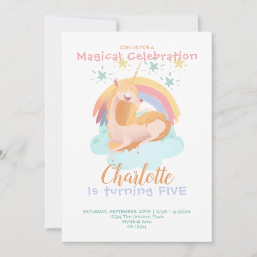 Magische Unicorn op de persoonlijke thuisdag van d Kaart (Voorkant)