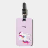 Magische Unicorn over Paarse kinderouderinformatie Bagagelabel (Voorkant verticaal)