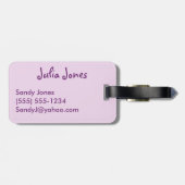 Magische Unicorn over Paarse kinderouderinformatie Bagagelabel (Achterkant horizontaal)