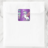 Magische Unicorn Paarse kerst Vierkante Sticker (Tas)