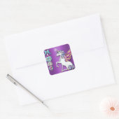 Magische Unicorn Paarse kerst Vierkante Sticker (Envelop)