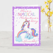 Magische Unicorn paarse Valentijnsdag Kaart (Gele Bloem)