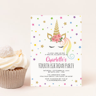 Magische Unicorn Pastel Gold Fairytale verjaardag Kaart