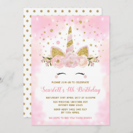 Magische Unicorn Pastel Pink Clouds Birthday Party Kaart