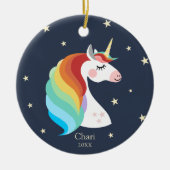Magische Unicorn persoonlijke regenboogkerst Keramisch Ornament (Voorkant)