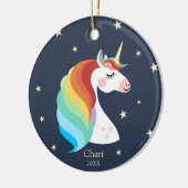 Magische Unicorn persoonlijke regenboogkerst Keramisch Ornament (Links)