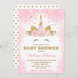 Magische Unicorn Pink Clouds Girl Baby shower Kaart