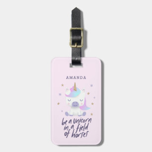 Magische Unicorn Quote Typografie Naam toevoegen Bagagelabel