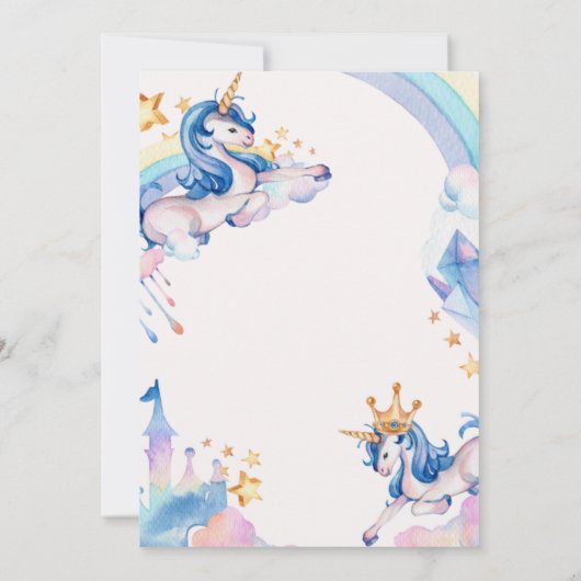 Magische Unicorn Rainbow 5th Birthday Kaart (Achterkant)