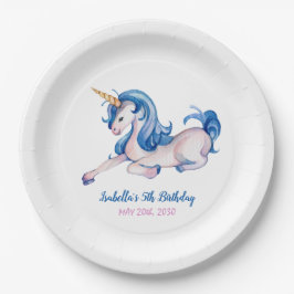 Magische Unicorn Rainbow 5th Birthday Party Papieren Bordje