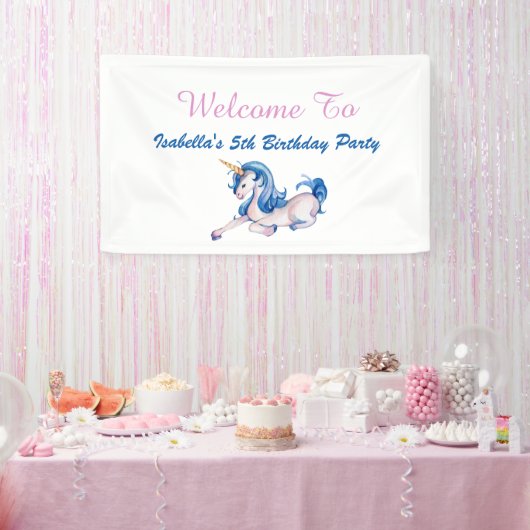 Magische Unicorn Rainbow 5th Birthday Party Spandoek (Feest)