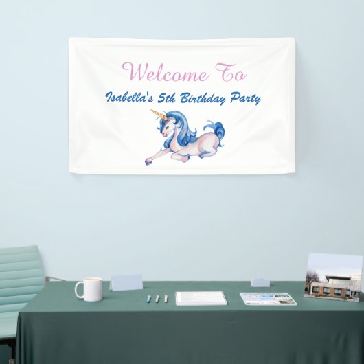 Magische Unicorn Rainbow 5th Birthday Party Spandoek (Beurs)