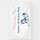 Magische Unicorn Rainbow 5th Birthday Party Spandoek (Verticaal)