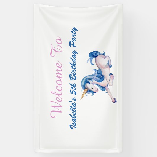 Magische Unicorn Rainbow 5th Birthday Party Spandoek (Verticaal)
