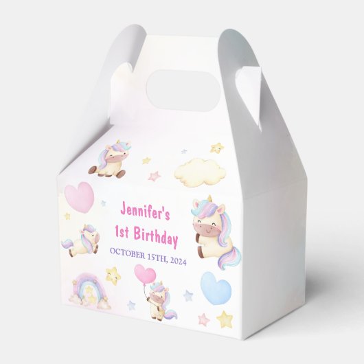 Magische Unicorn Rainbow Birthday Bedankdoosjes (Voorkant Zijde)