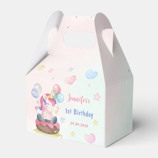 Magische Unicorn Rainbow Birthday Bedankdoosjes (Voorkant Zijde)