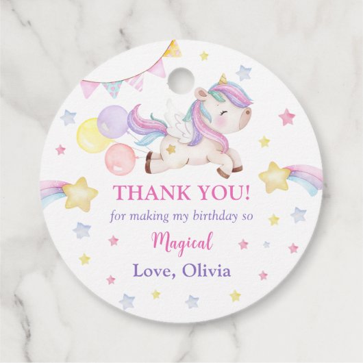 Magische Unicorn Rainbow Birthday Bedankjes Labels (Achterkant)