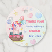 Magische Unicorn Rainbow Birthday Bedankjes Labels (Achterkant)
