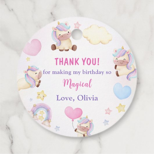 Magische Unicorn Rainbow Birthday Bedankjes Labels (Achterkant)