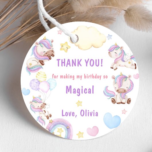 Magische Unicorn Rainbow Birthday Bedankjes Labels