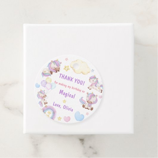 Magische Unicorn Rainbow Birthday Bedankjes Labels (In situ)