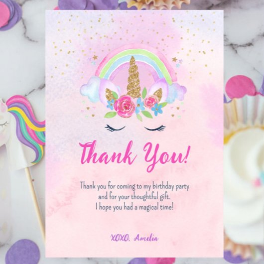 Magische Unicorn Rainbow Birthday Bedankkaart
