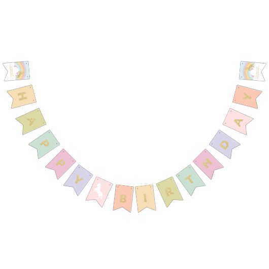 Magische Unicorn Rainbow Birthday Bunting Vlaggetjes (Alle)