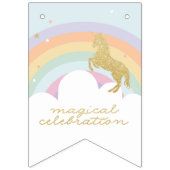 Magische Unicorn Rainbow Birthday Bunting Vlaggetjes (Eerste vlag)