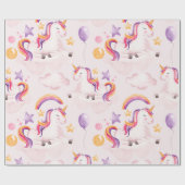 Magische Unicorn Rainbow Birthday Cadeaupapier (Vlak)
