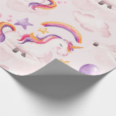 Magische Unicorn Rainbow Birthday Cadeaupapier (Hoek)
